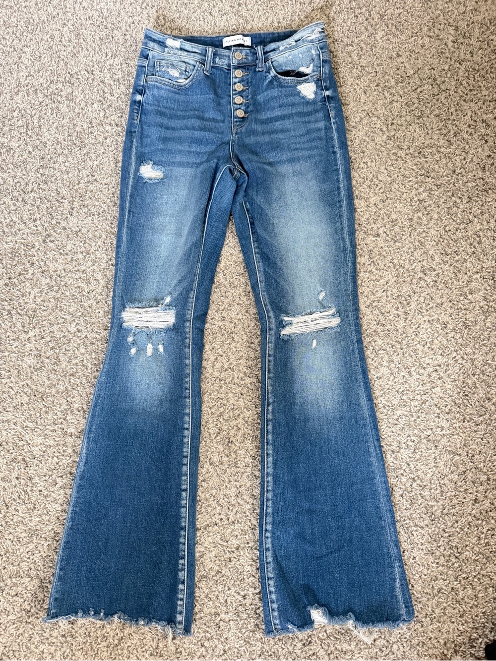 Flying Monkey Medium Wash Distressed Bootcut Jeans